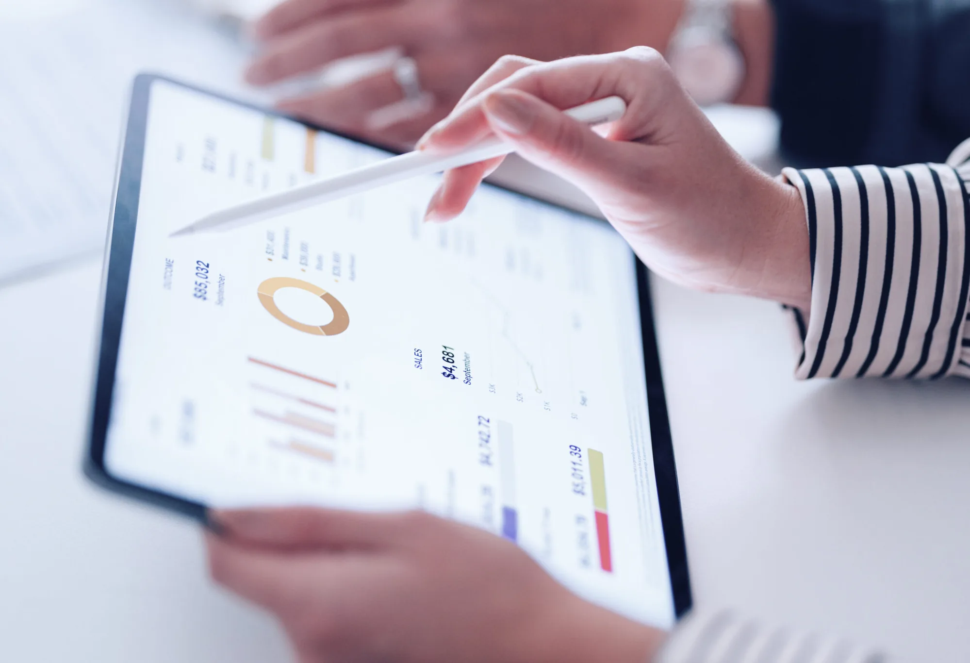 Projektkennzahlen eines komplexen Business-Central-Projekts auf einem Tablet